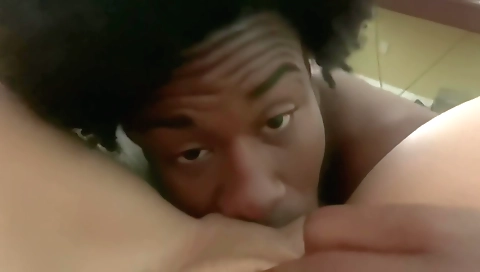 This is a black hottie in lingerie who has a very hot footfuck scene