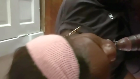 Ebony milf in sexy bra and panties is getting shaved