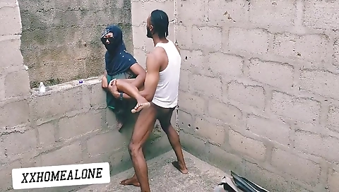 sexy ebony stepmom with huge breasts fucked outdoors