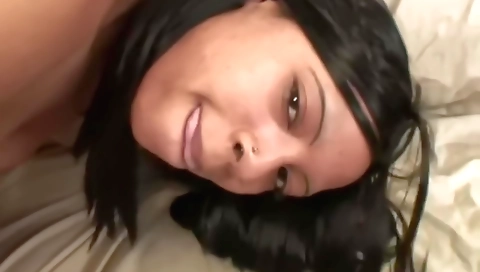 Sexy ebony girl with a big black cock gets fucked hard