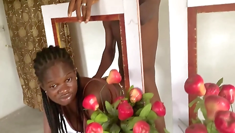 Ebony babe with a big black dick gets her mouth and deepthroat