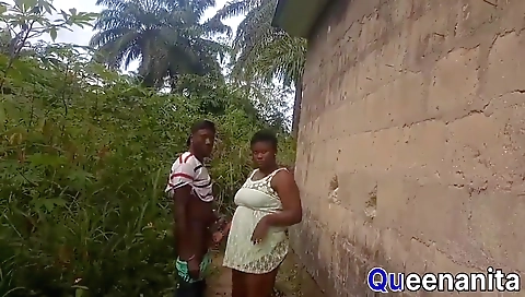 African teen gets fucked by her boyfriend outdoors