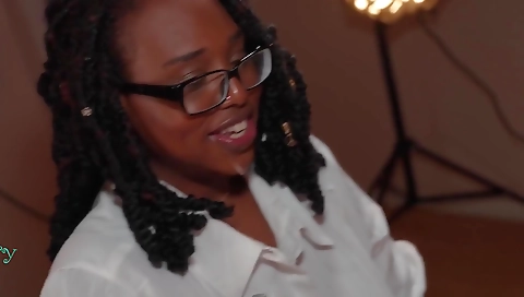 Ebony hottie with a sexy ass getting deepthroat fucked