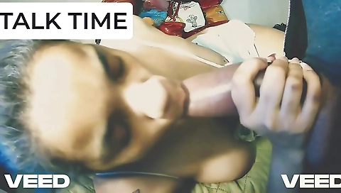 Ebony with big black tits enjoying a deepthroat blowjob