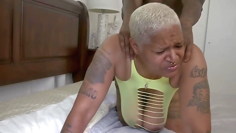 Ebony milf with big tits gets fucked by a big black cock