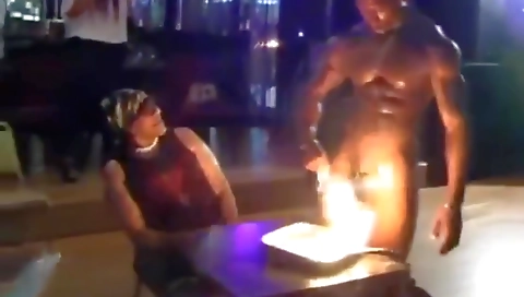 Mature ebony babe fucked in a hot group sex public