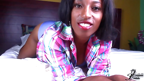 Ebony girl in foot fetish video is playing with her feet