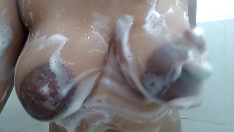 Big tits black blonde gets naked in the amateur video