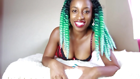 Ebony beauty is showing off her body in a solo video