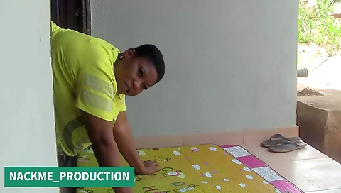 Ebony girl fucked on bed and gets a big dick in her ass