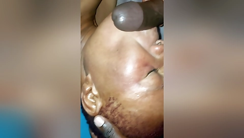 Ebony girl with a nice ass sucking a big cock in hd porn