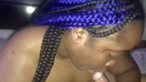 Thick black cock is sucking on a hot ebony mature woman