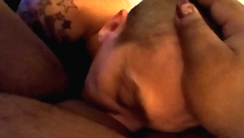 Ebony babe with huge tits is cunnilingus on her black man