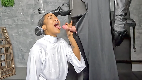 Brunette gets her pussy and feet filled with cum in the footjob