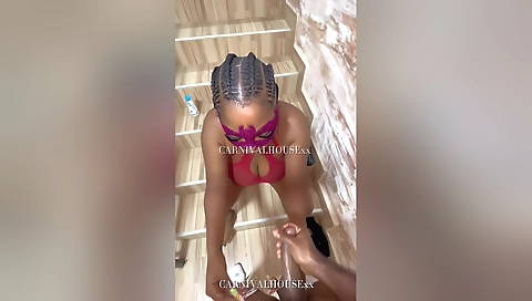 Big booty ebony teen with natural tits fucks on cam